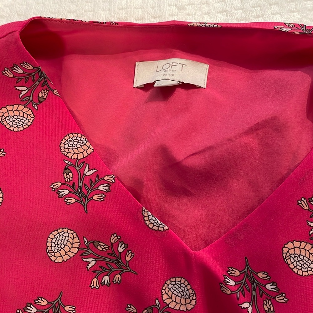 Loft, Petite Xxsm fuchsia dress long sleeves
